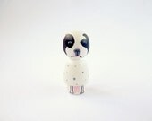 Custom Dog or Cat Portrait Dolls pet - OOAK - Personalized - Wooden hand painted pet cat dog lover white dotty white