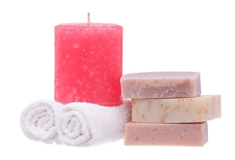 The Pamper Her 4-PIece Pillar Candle and Organic Soap Set