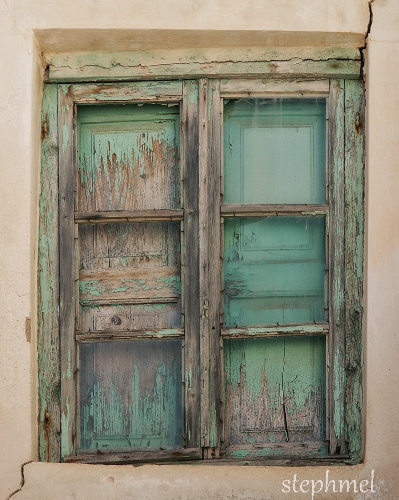 Old window, 8x10 fine art print, old decayed green window in a house in Naxos island, Greece, original photo