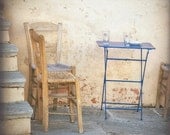 Le petit Cafe (detail) 6x6 fine art print, original photo, Greece, island, travel photography, shabby chic home decor