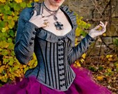 Steampunk Corset Jacket Gothic Victorian Gunmetal Wedding-Custom to your size