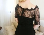 Elizabeth black lace blouse with victorian neckline black lace top black victorian blouse black blouse
