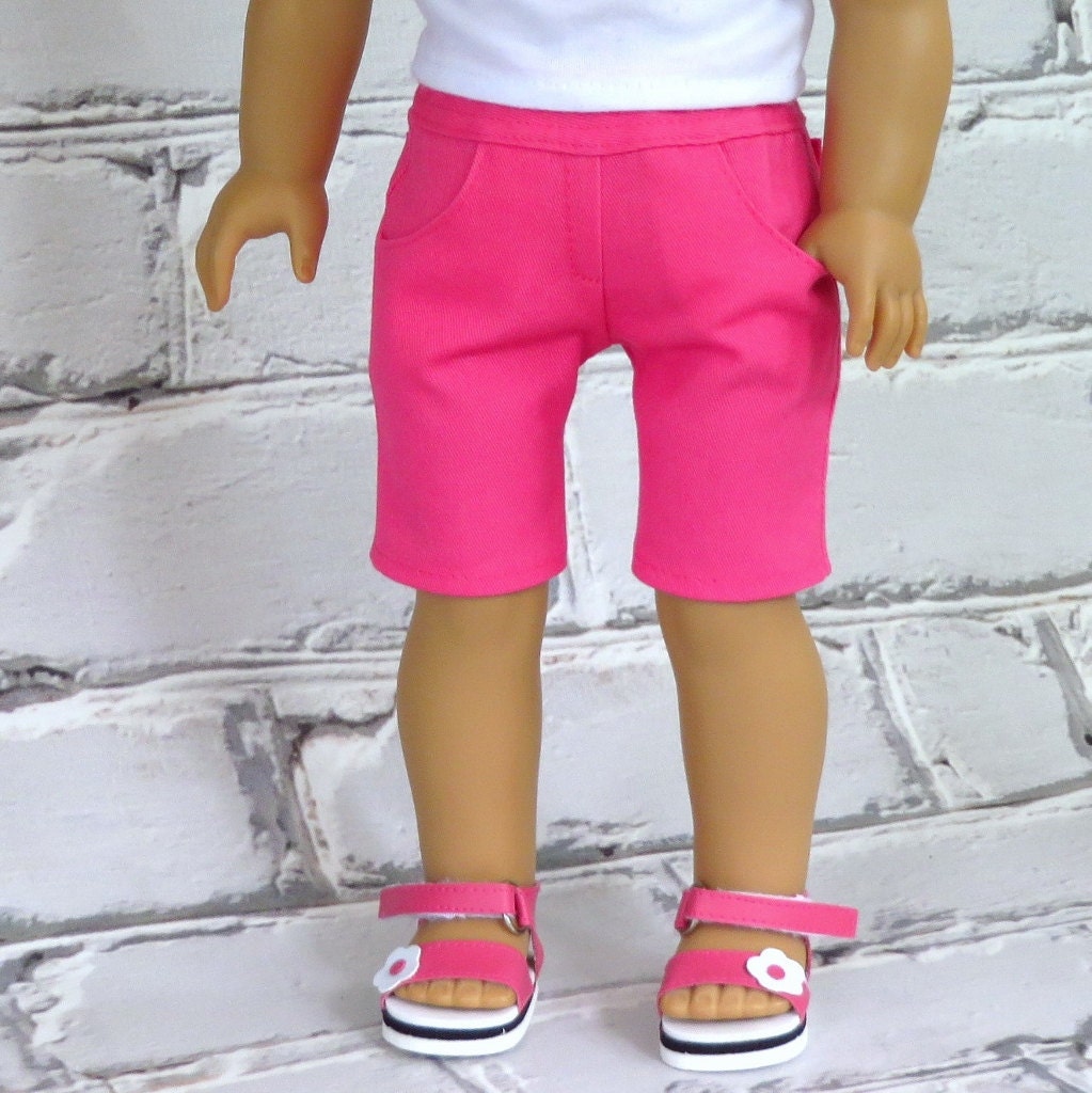 Bright Pink Skinny Shorts with Pockets - American Girl Doll Clothes