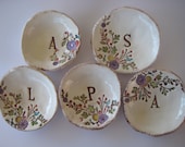 Bridesmaid Gift Dishes Spring and Summer Flowers Monogram Set of Five (5) Dish Set NO. 2