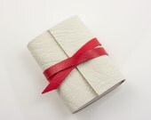 Leather Mini Journal - White & Red - little luxe, luxury small notebook gift SHIPS NOW