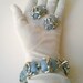 1950s Blue and Silver Thermoset Bracelet and clip earrings, Demi Parure set. Large retro statement set in Coro style.