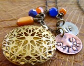 C047 UF Gators Blue and Orange Locket Necklace