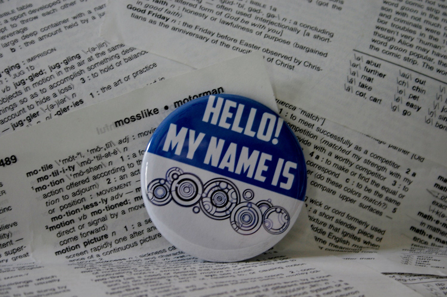 Hello My name is Dr. Who Themed Pinback Button