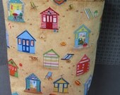 Car Trash or Litter Bag Reusable in Beach Houses and Flip Flops on Tan and Light Yellow