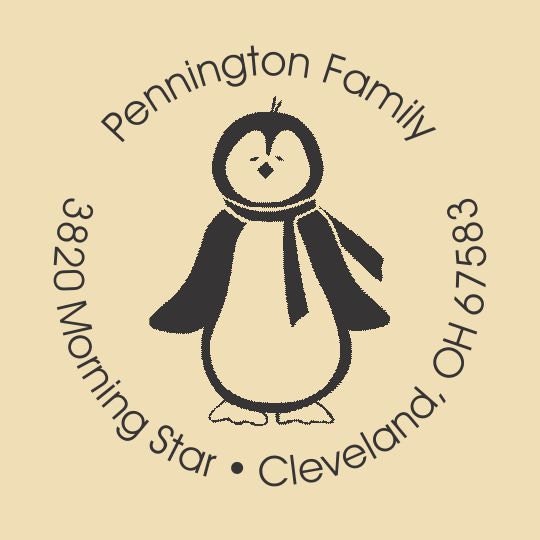 Custom Return Address Rubber Stamp With A Cute Penguin Design Hol-R002