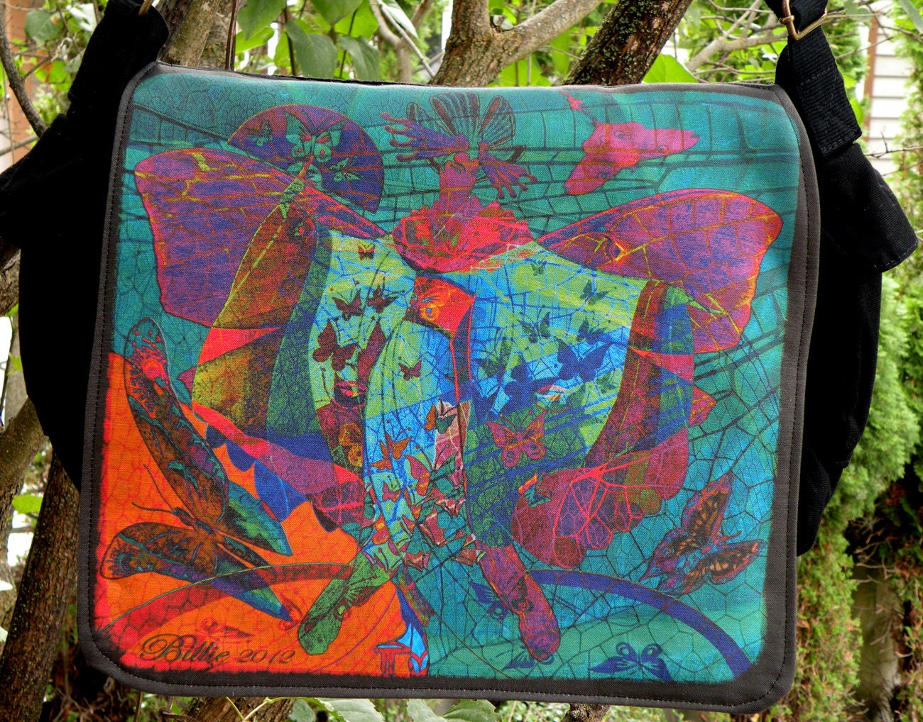 Laptop Bag - "Madame Butterfly" - Messenger Bag - Fits 13" To 17" Laptop - Original Design