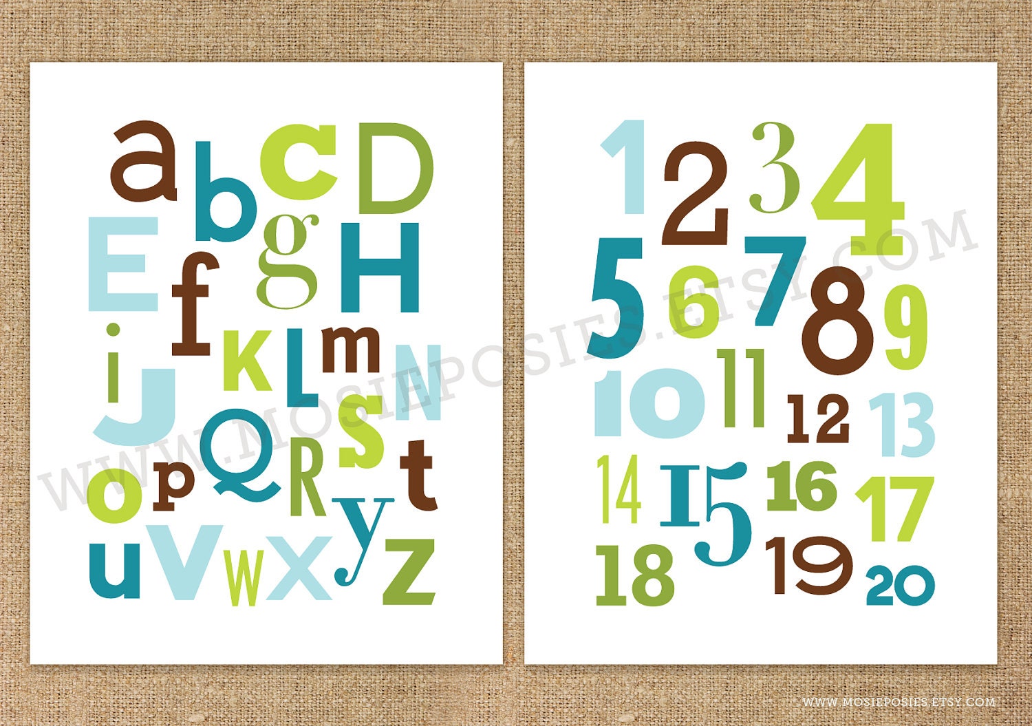 11x14 Number and Letter Typography Set - You choose the colors
