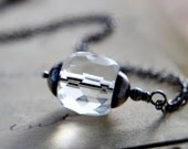 Glass Necklace Silver Crystal Modern Minimalist Pendant Simplistic PoleStar