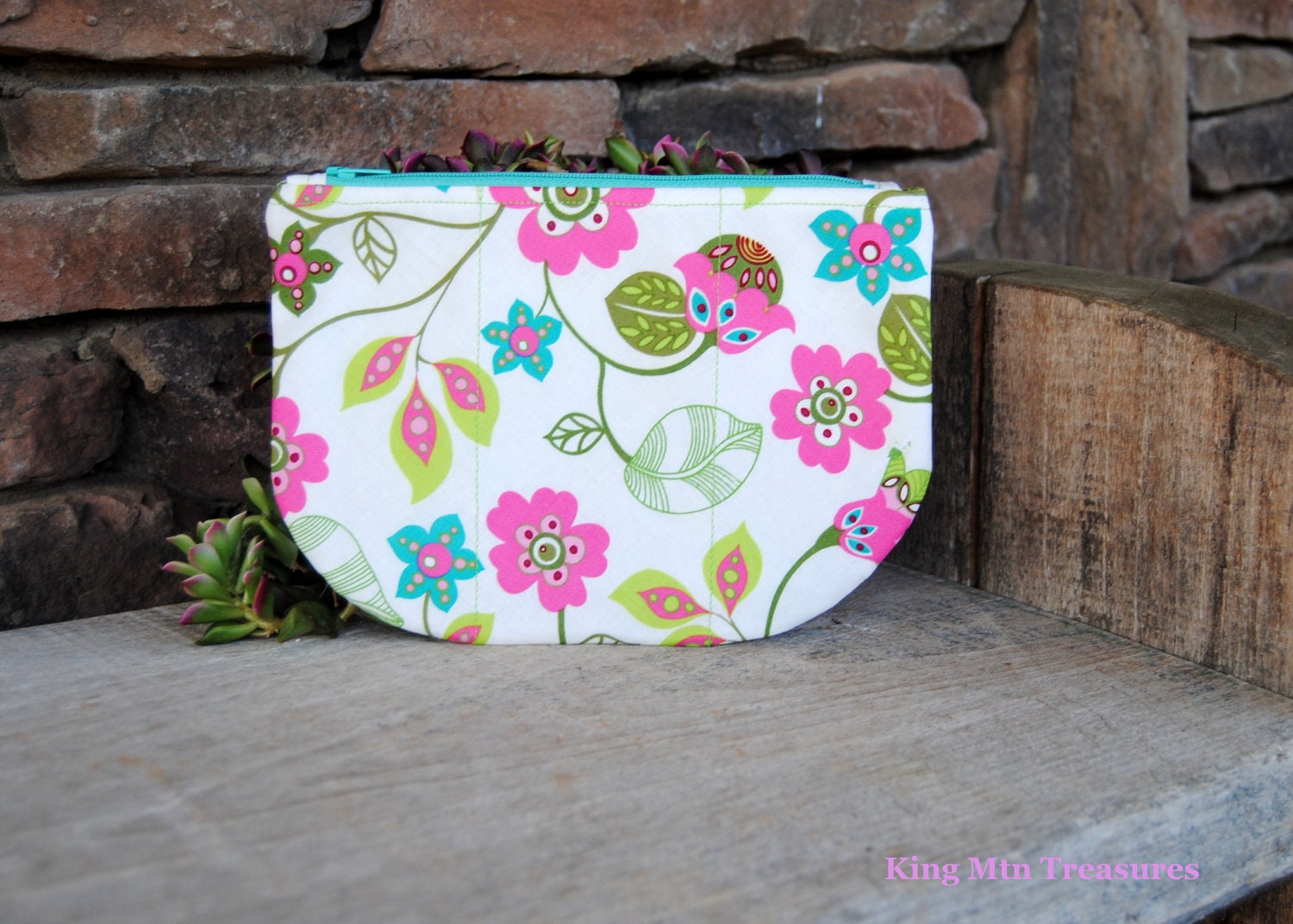 Zipper Purse - Pink Flowers