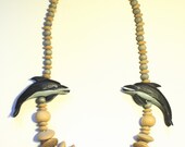 Caribbean Wooden Beaded Dolphin Necklace.
