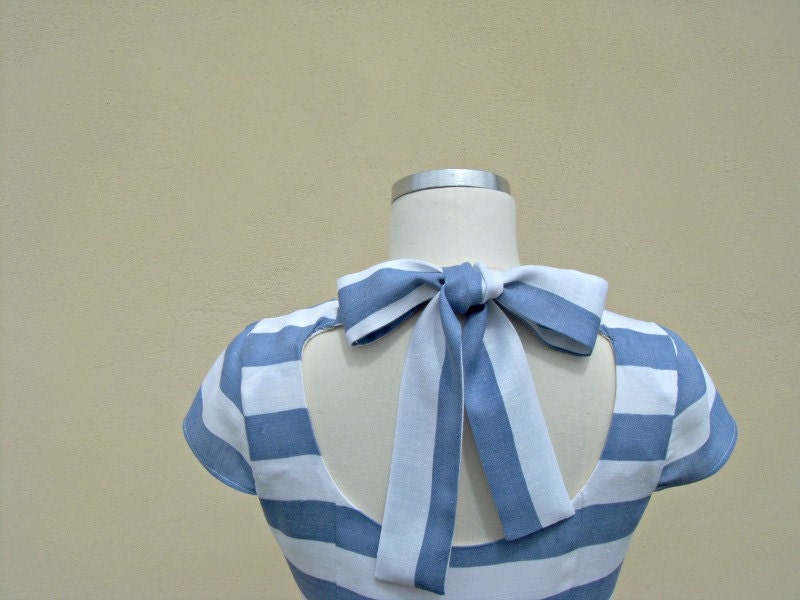 Color Sale D A I L Y  R A C E S   Dress in Blue & White Stripes