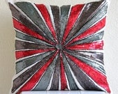 Red Bullseye - Throw Pillow Covers - 16x16 Inches Silk Pillow Cover with Embroidery and Sequins
