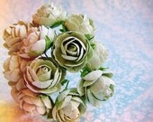 Mint Creme Garden Roses green Vintage style Millinery Flower Bouquet - for decorating, gift wrapping, weddings, party supply, holiday