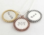 Silver Brass Copper Frame Necklace Custom Personalized Hand Stamped