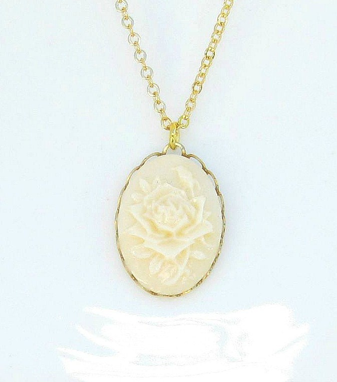 Floral Ivory Rose, Cameo, Cream, Eggshell, Vintage Style