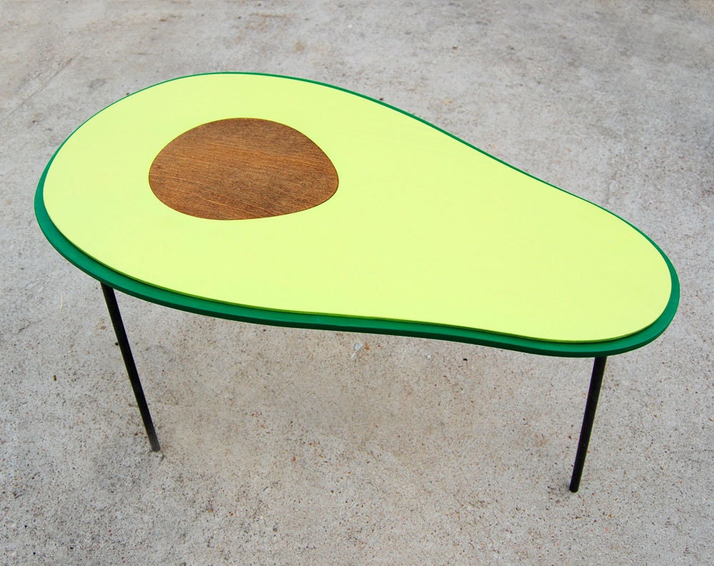 AVOCADO TABLE Handmade Coffee Table / Side Table / Bedside Table / Nighstand / Hairpin Legs / Blond Brown Black Mustache