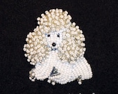 Tiny beaded MINIATURE POODLE dog pin pendant for Valentine's Day (Made to Order)