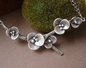 Flower Branch Sterling Silver, Statement,  Necklace