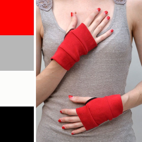 TRIXY XCHANGE - Red Gloves Steampunk Gloves Mad Max Clothing Music Festival Waitress Arm Covers Sci Fi Costume Anime Outfit Pin Up 60s