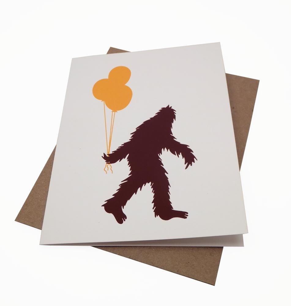 Happy Birthday Sasquatch -- Screenprinted Card