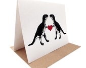 T-Rex in Love -- Blank Screenprinted Card