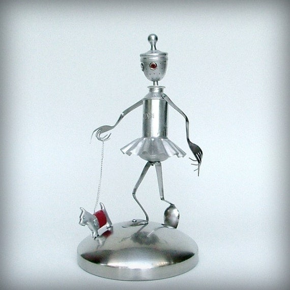 Walking the Dog-robot art sculpture-ooak kitchen robot