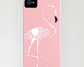 Pink damask Flamingo on your iPhone Case - (4S, 4) pink bird color damask unique robust woodpecker bird iPhone 5 flamingo bird