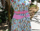 50s dress chevron striped sundress with matching belt Ready to Ship L 44B