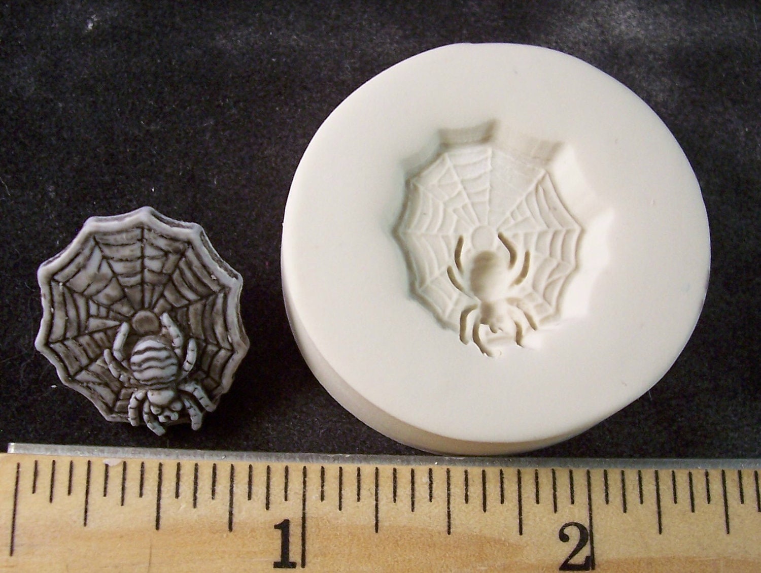 Spider on Web 3/4"  - Hard Polymer Clay mold for use with clay Halloween