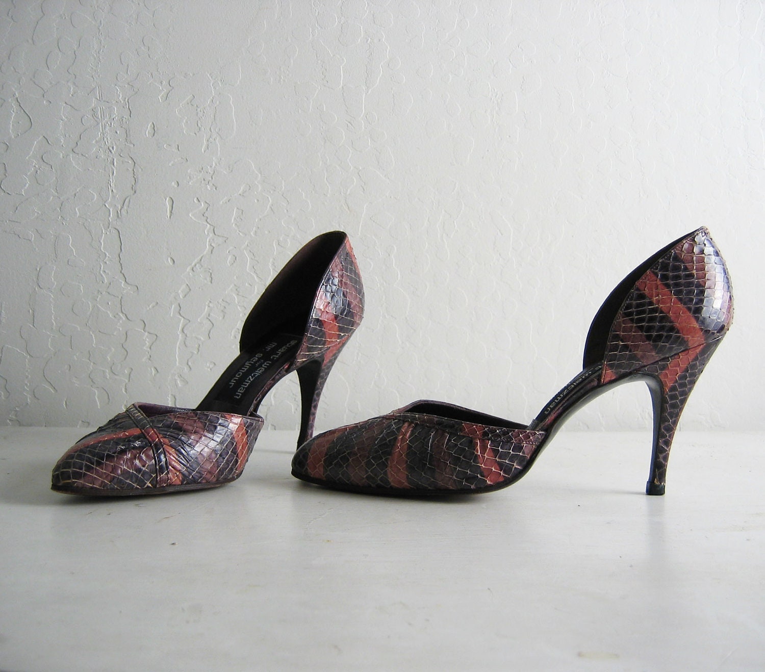 20% OFF SALE // RAINBOW reptile heels by Stuart Weizman, 6.5