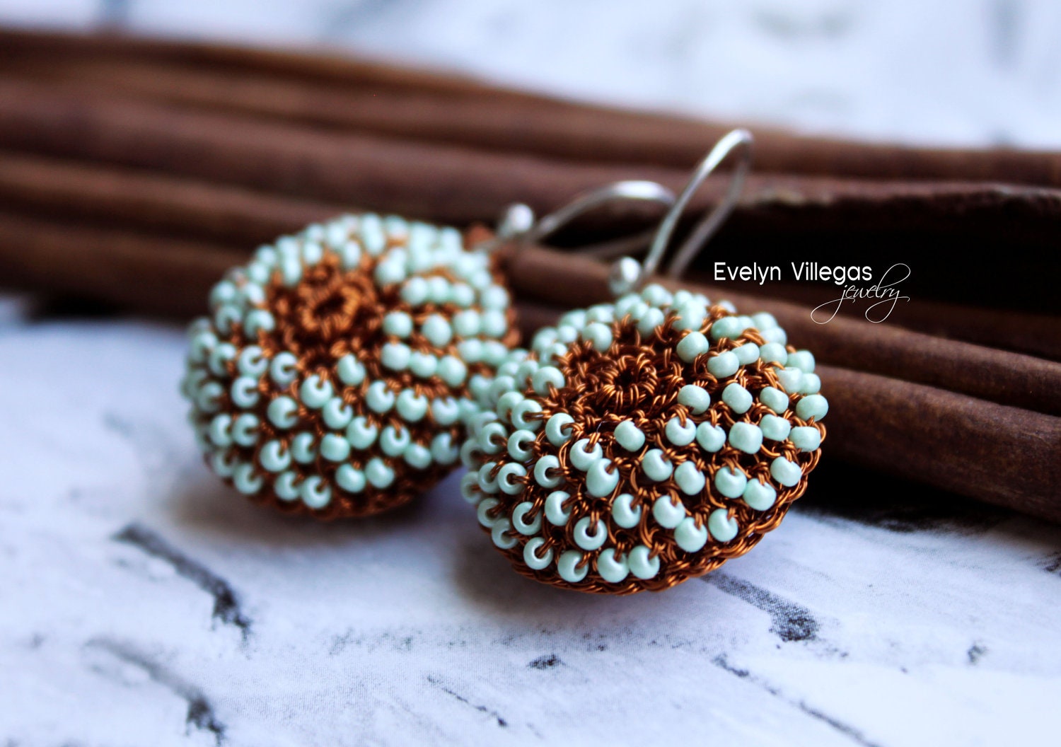 Crochet Copper Earrings