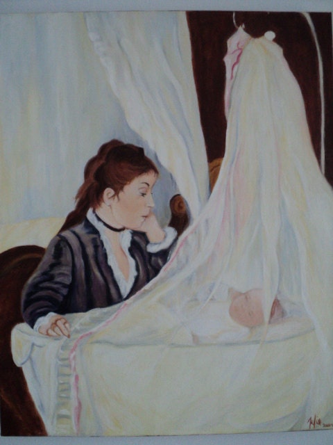 reproduction Berthe morisot 1872 the cradle 16 inchs by 20 inchs mjcreation julie