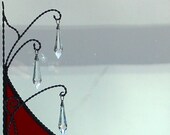 3 crystal corner / stained glass window corner/ dark red  / left