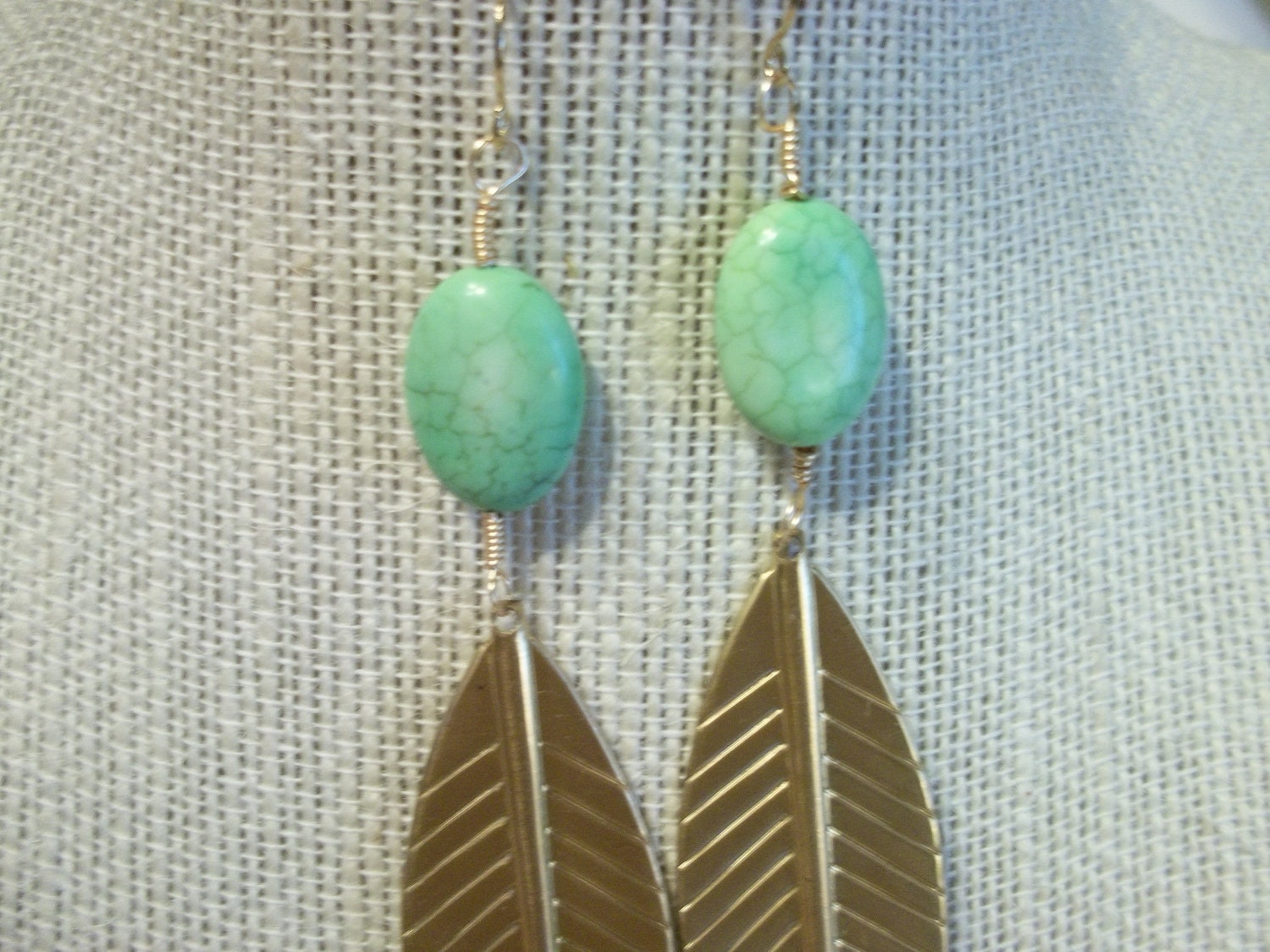 Turquoise Leaf  Earrings
