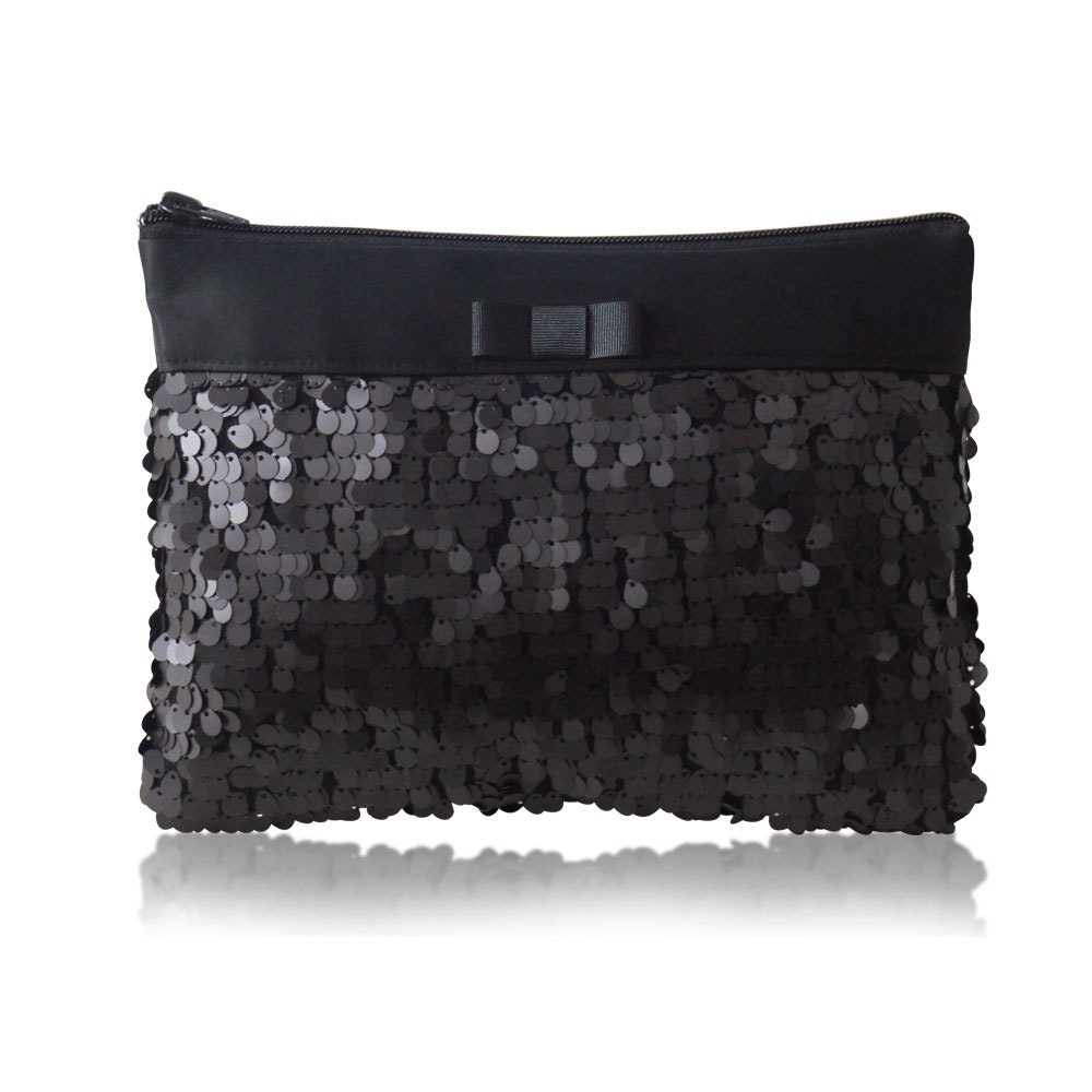 Matte black sequin Angelique evening clutch purse
