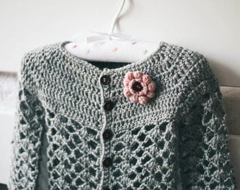 Instant download - Crochet Cardigan PATTERN (only pdf file) - Sweet Little Cardigan (sizes 0-6,6-12,1-2,3-4)