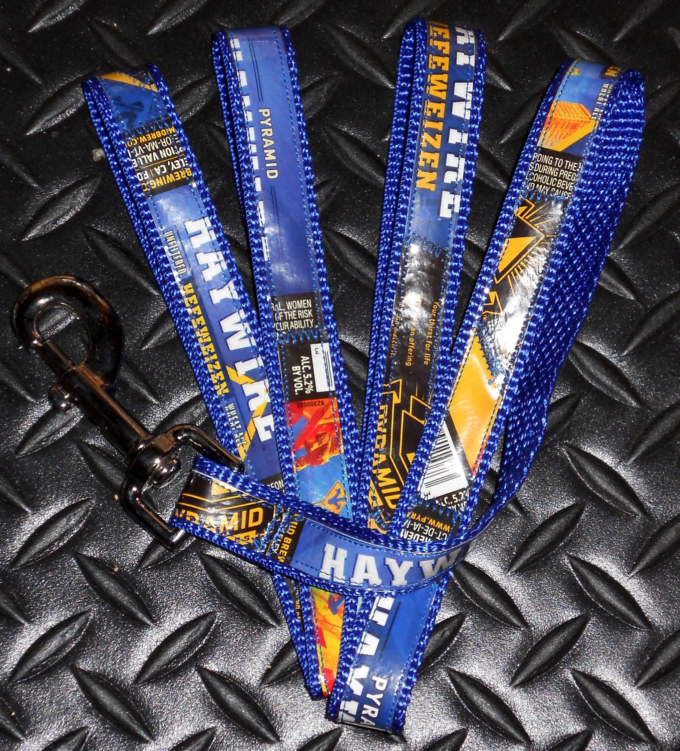 Dog Leash from Recycled Pyramid's Haywire Hefeweizen Beer Labels