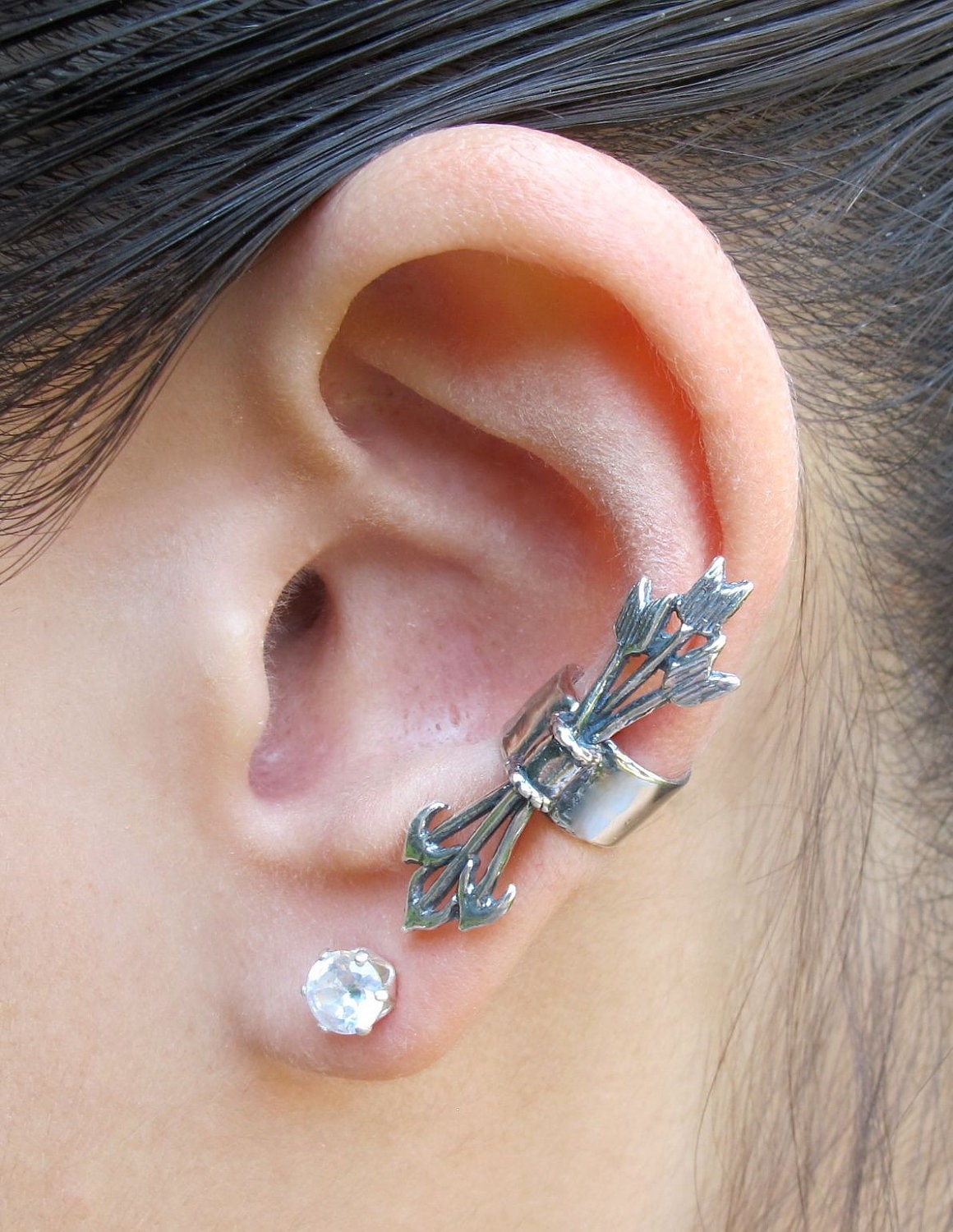 Silver Quiver and Arrows Ear Cuff