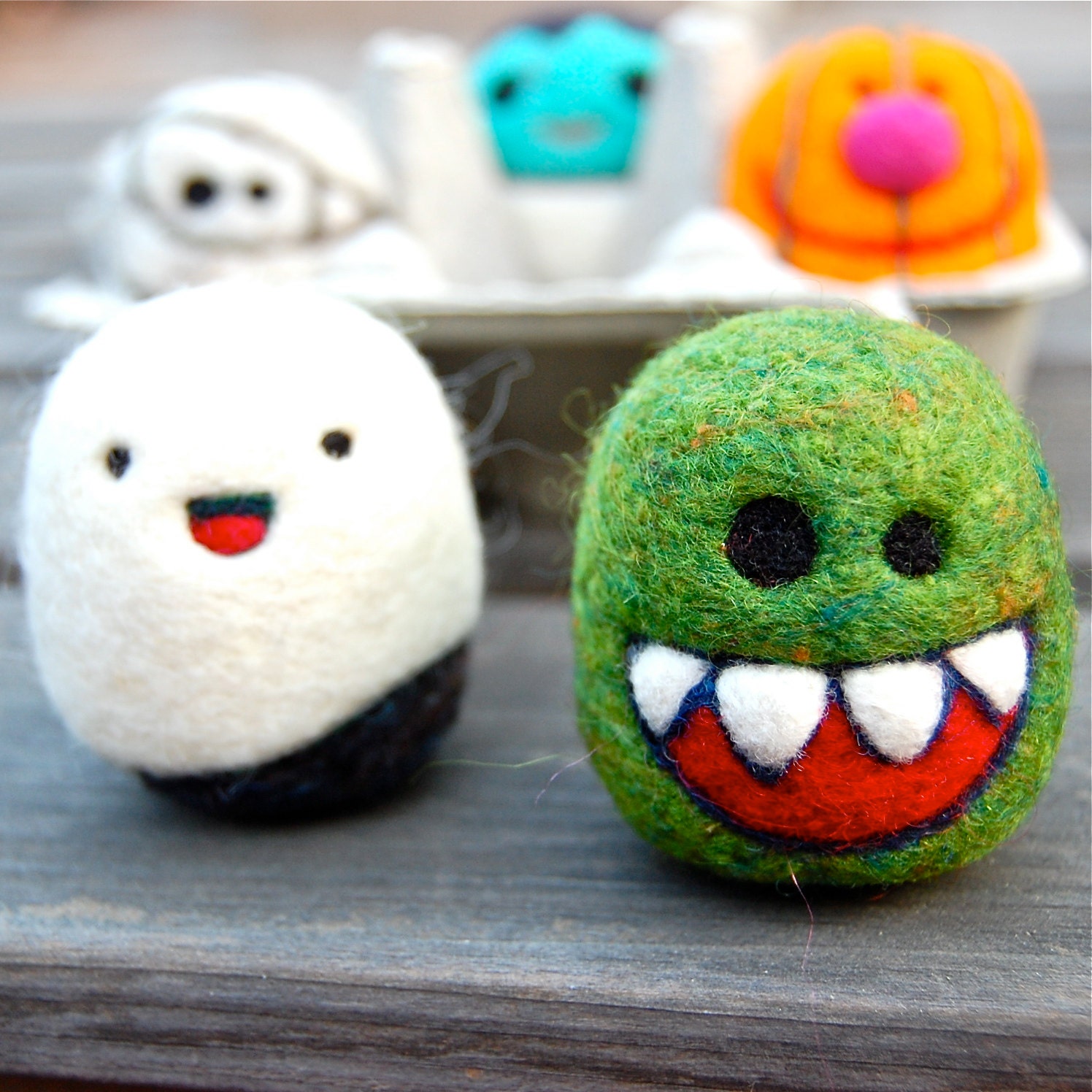 Needle Felted Spooky Egg Set MADE TO ORDER
