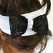 Stretch Headband Simple White with Black Lace and Satin bow