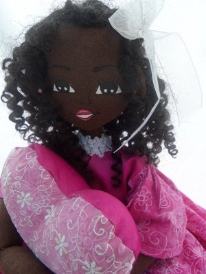 Handmade 00AK child black cloth doll 21 inches