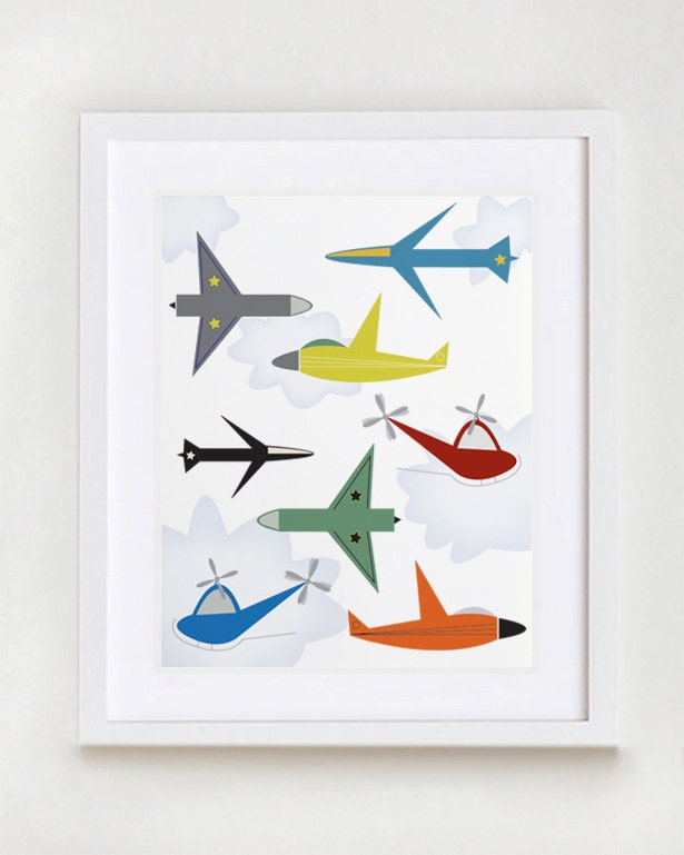 Wall Art, Nursery Wall Art, Airplane Print, Airplane Art, Nursery Print, Modernpop, Come Fly with Me - 11" x 14"
