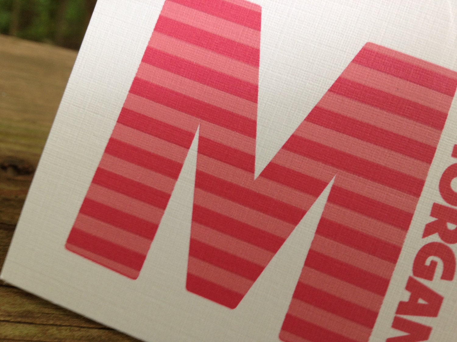 Hot Pink and pink striped large letter note card (set of 10) Il_170x135