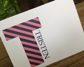 Pink and Purple Striped large letter note card (set of 10) Il_170x135