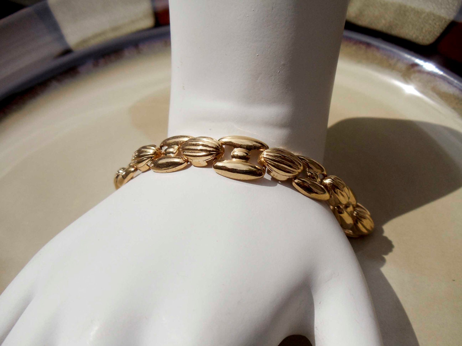 Summer Sale Vintage gold toned metal bracelet